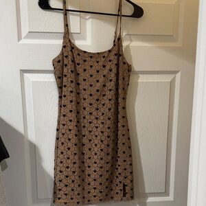 Boutique Brown Heart Patterned Dress